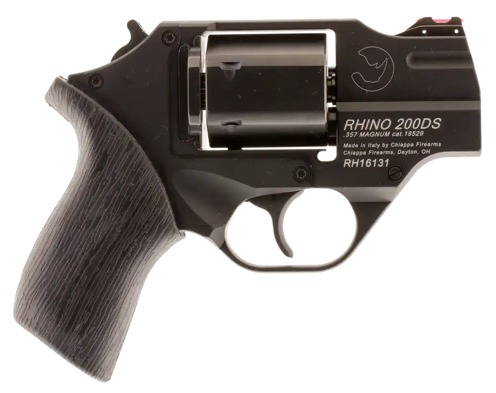 Chiappa Firearms CF340216 Rhino 200DS 357 Mag Caliber with 2" Black Anodized Finish Barrel, 6rd Capacity Blued Finish Cylinder, Black Anodized Finish Aluminum Frame & Black Rubber Grip