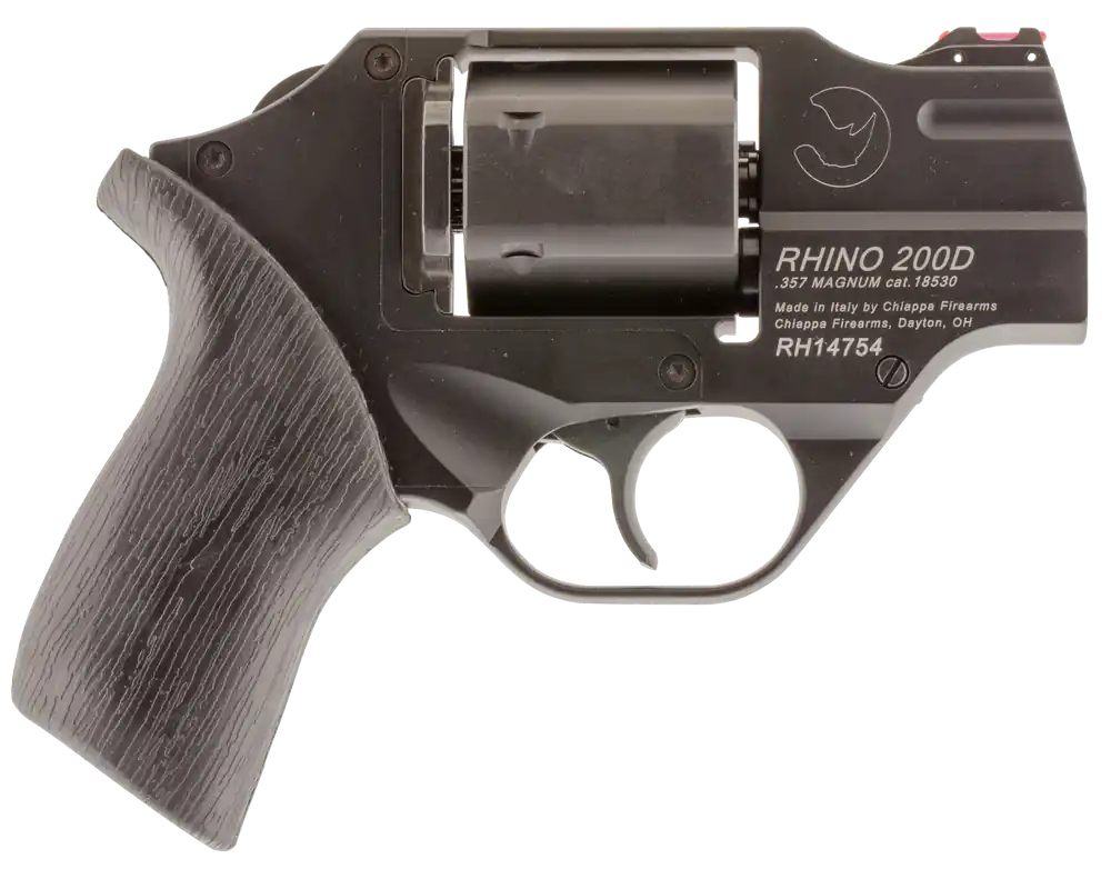 Chiappa Firearms CF340217 Rhino 200D 357 Mag Caliber with 2" Black Anodized Finish Barrel, 6rd Capacity Blued Finish Cylinder, Black Anodized Finish Aluminum Frame & Black Rubber Grip