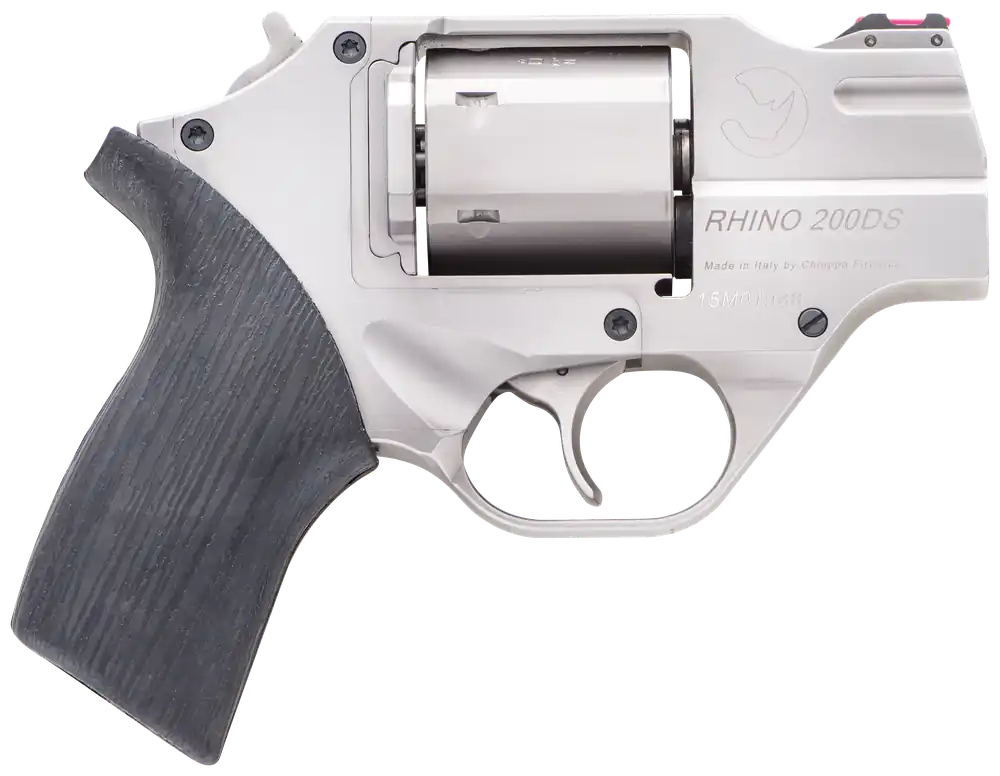 Chiappa Firearms CF340218 Rhino 200DS 357 Mag Caliber with 2" Barrel, 6rd Capacity Cylinder, Overall Nickel-Plated Metal Finish & Black Rubber Grip