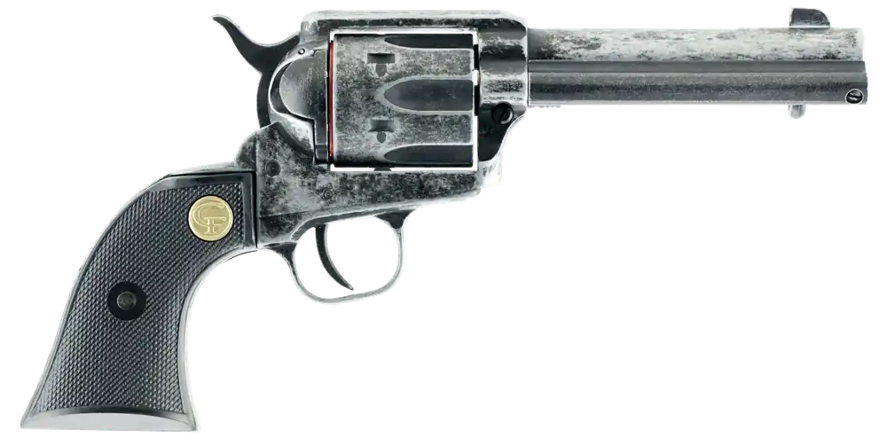 Chiappa Firearms 340089 SAA 1873 22 LR Caliber with 4.75" Barrel, 6rd Capacity Cylinder, Overall Antique Finish Steel & Black Polymer Grip