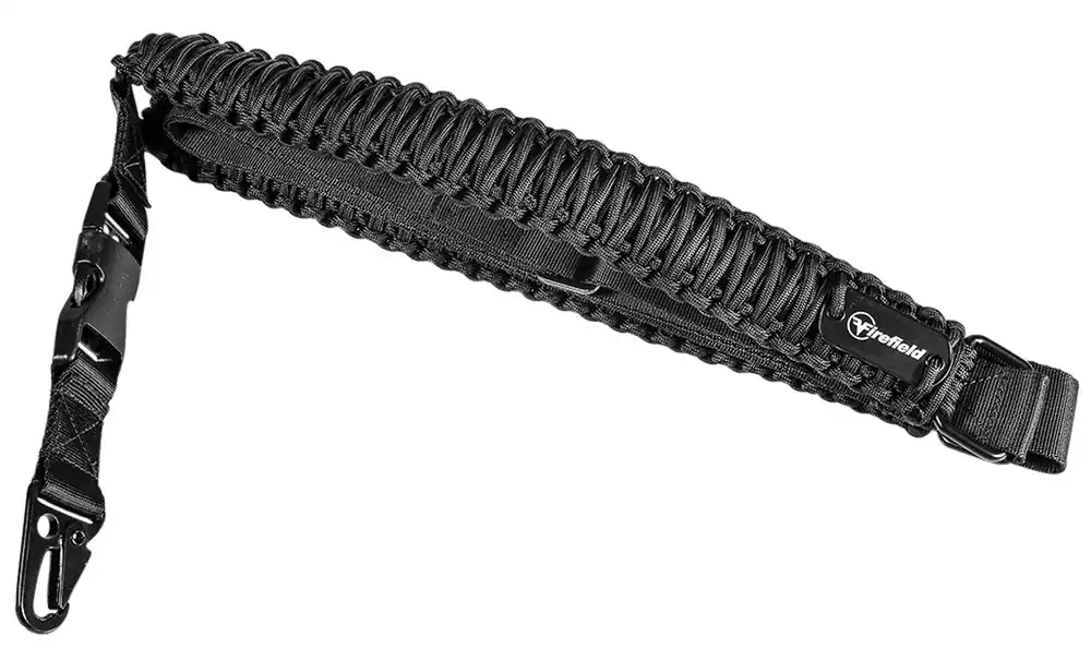Firefield Single Point Tactical Sling made of Black Nylon Paracord with 28"-31" OAL, 1.50" W & Adjustable Design for Rifles