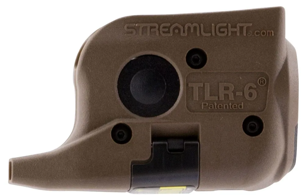 Streamlight TLR-6 Weapon Light w/Laser Fits Glock 42/43 For Handgun 100 Lumens Output White LED Light Red Laser 89 Meters Beam Picatinny Rail Mount Flat Dark Earth Polymer