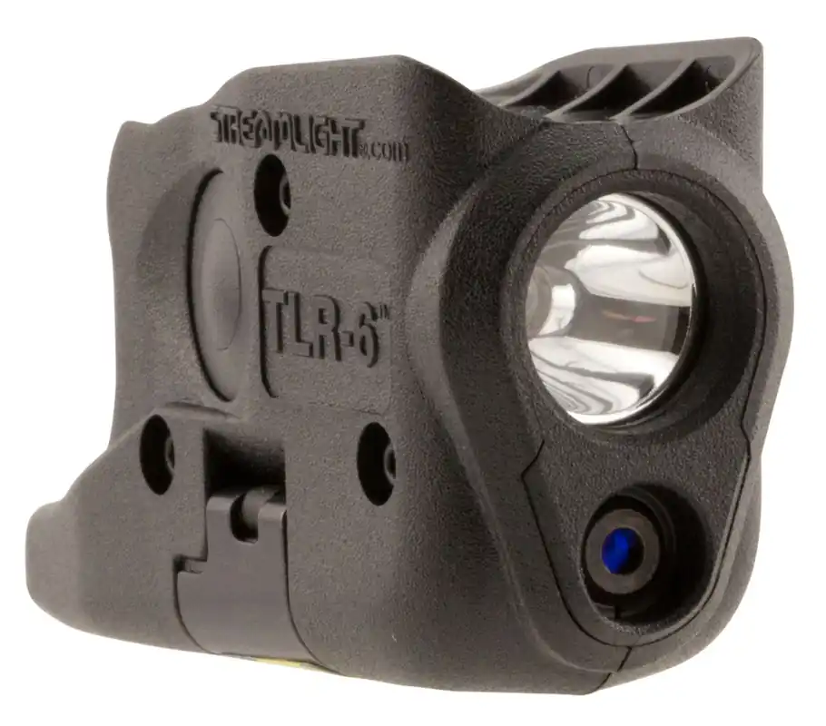 Streamlight TLR-6 Weapon Light w/Laser Fits Glock 26/27/33 For Handgun 100 Lumens Output White LED Light Red Laser 89 Meters Beam Picatinny Rail Mount Black Polymer