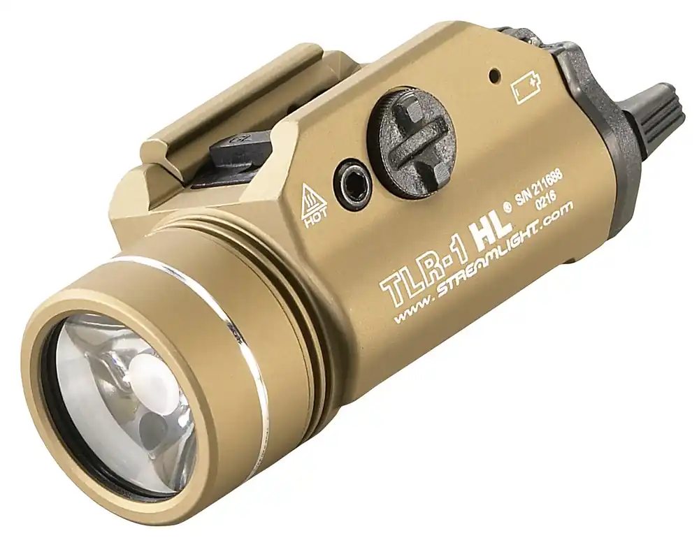 Streamlight TLR-1 HL Weapon Light For Handgun 1000 Lumens Output White LED Light 283 Meters Beam Glock Style Rail/Picatinny Mount Flat Dark Earth Aluminum