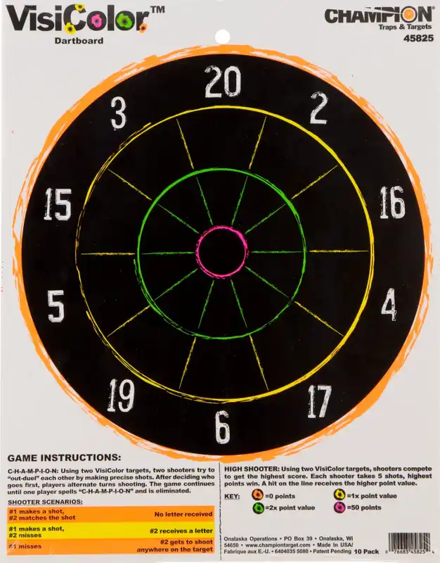 Champion Targets VisiColor Hanging Paper Dart Board