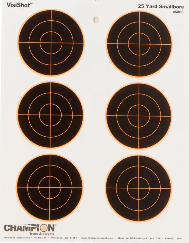 Champion Targets VisiShot Bullseye Paper Hanging 25 yds Small Bore Rifle 8.50" x 11" Black/White 10 Pk.