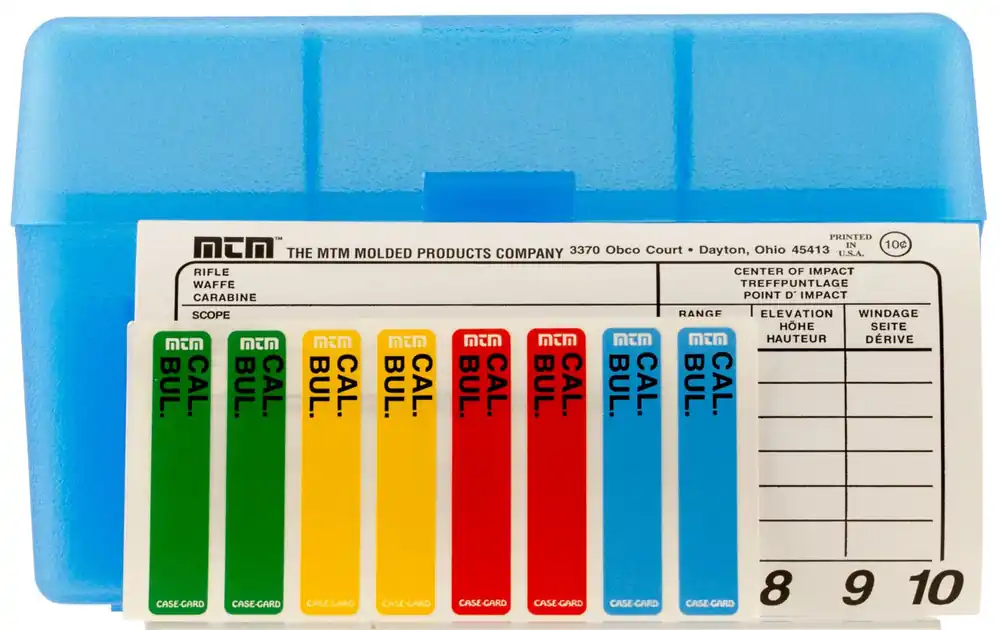 MTM Case-Gard Ammo Box Flip-Top R-50 Multi-Caliber Clear Blue 50rd