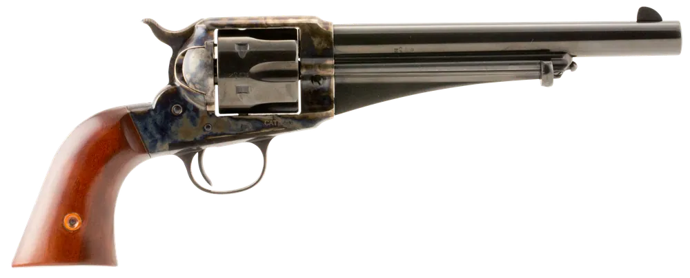 Taylors & Company 550378 1875 Army Outlaw 357 Mag Caliber with 7.50" Blued Finish Barrel, 6rd Capacity Blued Finish Cylinder, Color Case Hardened Finish Steel Frame & Walnut Grip