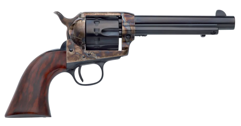 Taylors & Company 550807 1873 Cattleman 22 LR Caliber with 5.50" Blued Finish Barrel, 12rd Capacity Blued Finish Cylinder, Color Case Hardened Finish Steel Frame & Walnut Grip
