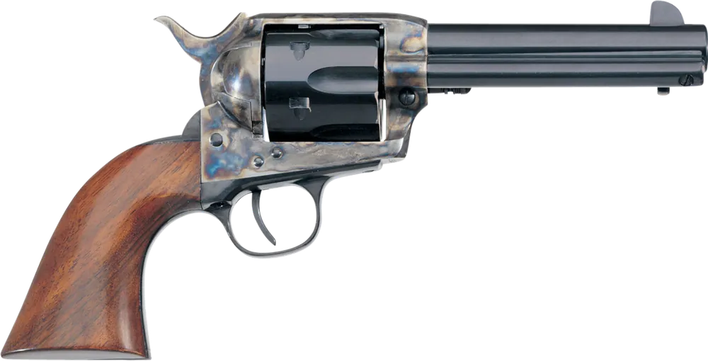 Taylors & Company 550893 1873 Cattleman SAO 357 Mag Caliber with 4.75" Blued Finish Barrel, 6rd Capacity Blued Finish Cylinder, Color Case Hardened Finish Steel Frame & Walnut Grip