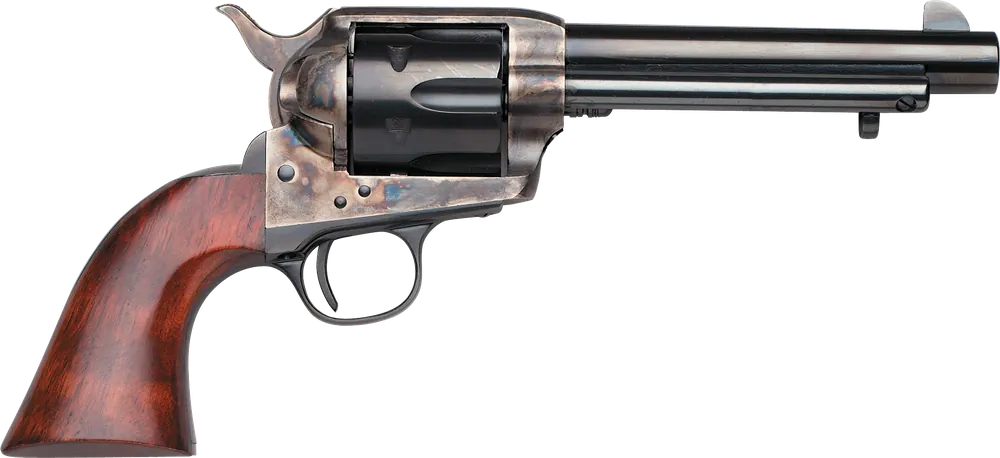 Taylors & Company 550903 1873 Cattleman SAO 357 Mag Caliber with 5.50" Blued Finish Barrel, 6rd Capacity Blued Finish Cylinder, Color Case Hardened Finish Steel Frame & Walnut Grip