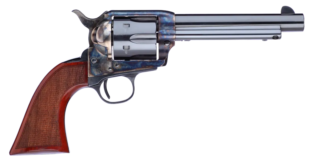 Taylors & Company 556208DE Short Stroke Gunfighter 45 Colt (LC) 6rd 5.50" Blued Cylinder & Barrel Color Case Hardened Steel Frame Checkered Walnut Army Size Grip (Taylor Tuned)