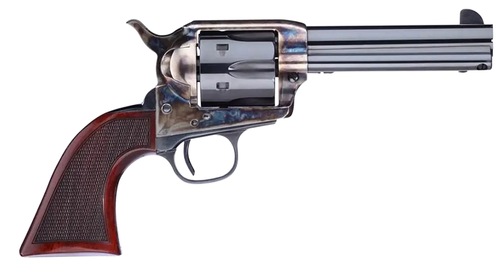 Taylors & Company 556204DE Short Stroke Smoke Wagon 357 Mag 6rd 4.75" Blued Cylinder & Barrel Color Case Hardened Steel Frame Checkered Walnut Navy Size Grip (Taylor Tuned)