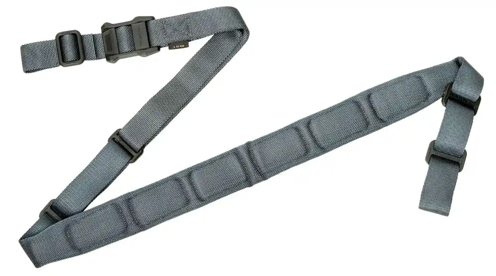 Magpul Sling 1.25"-1.88" W x 48"- 60" L Padded Two-Point Gray Nylon Webbing for Rifle