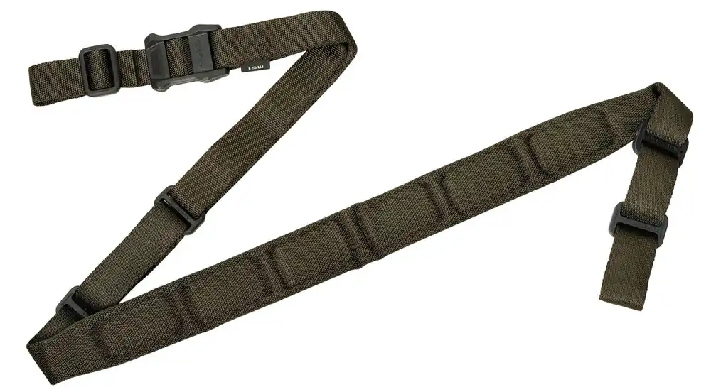 Magpul Sling 1.25"-1.88" W x 48"- 60" L Padded Two-Point Ranger Green for Rifle