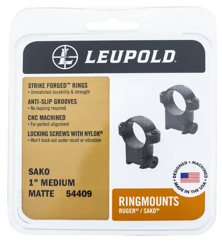 Leupold 54410 Ringmounts Scope Ring Set Sako High 1" Matte Black Steel