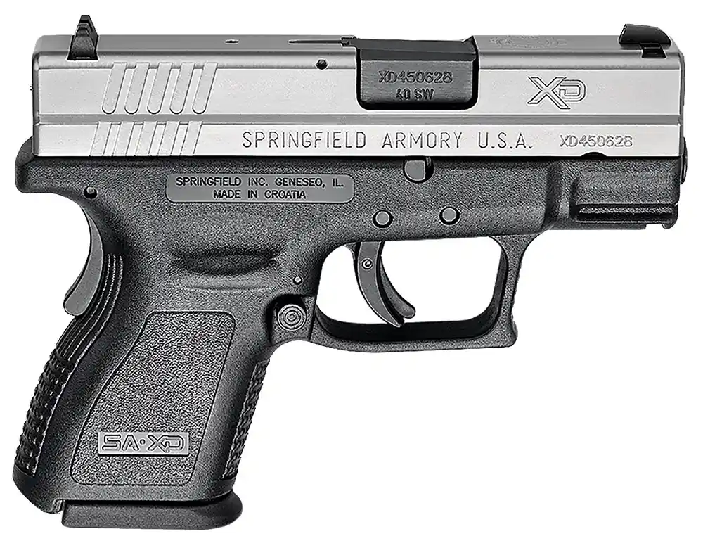 Springfield Armory XD .40S&W 9+1 3" Steel Barrel SS Slide Polymer Frame 3-Dot Sights Rail Sub Compact DAO CA Compliant XD9822