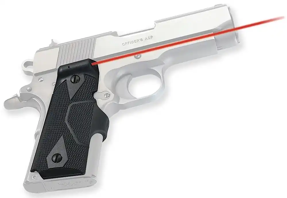 Crimson Trace Lasergrips 5mW Red Laser with 633nM Wavelength & 50 ft Range Slate Gray Finish for 1911 Officer, Defender