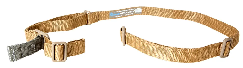 Blue Force Gear Vickers Sling made of Coyote Tan Cordura with 54"-64" OAL, 1.25" W, Two-Point Design & Nylon Adjusters for Rifle & Carbine