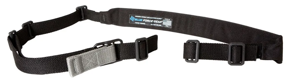Blue Force Gear Vickers Sling made of Black Cordura with 57"-67" OAL, 2" W, Padded Design & Nylon Adjusters for Rifle & Carbine