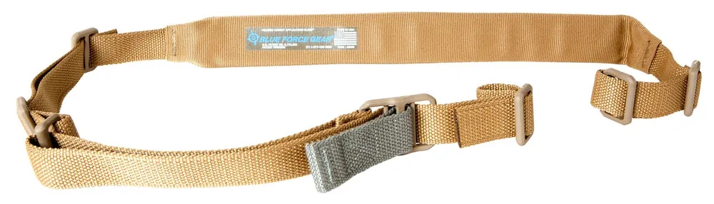 Blue Force Gear Vickers Sling made of Coyote Brown Cordura with 57"-67" OAL, 2" W, Padded Design & Nylon Adjusters for Rifle & Carbine