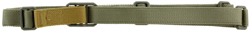Blue Force Gear Vickers Sling made of OD Green Cordura with 57"-67" OAL, 2" W, Padded Design & Nylon Adjusters for Rifle & Carbine