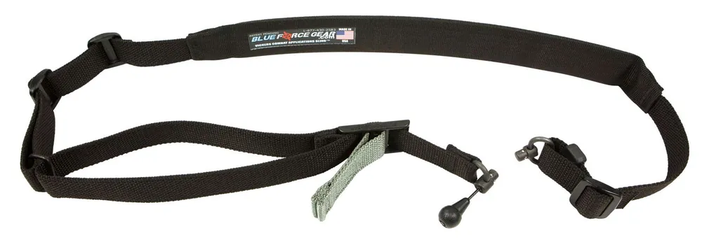 Blue Force Gear Vickers 221 Sling made of Black Cordura with 57"-67" OAL, 2" W, Padded & One-Two Point Design & RED Swivel for AR Platform