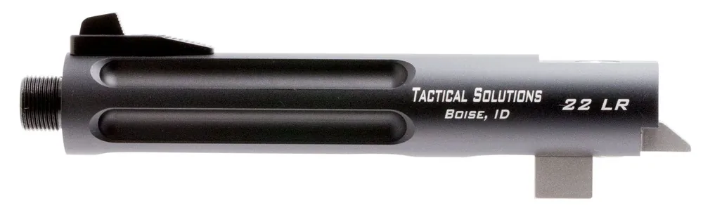 Tactical Solutions Trail-Lite Barrel 22 LR 5.50" Black Matte Finish 6061-T6 Aluminum Material with Fluting, Threading & Fiber Optic Front Sight for Browning Buck Mark