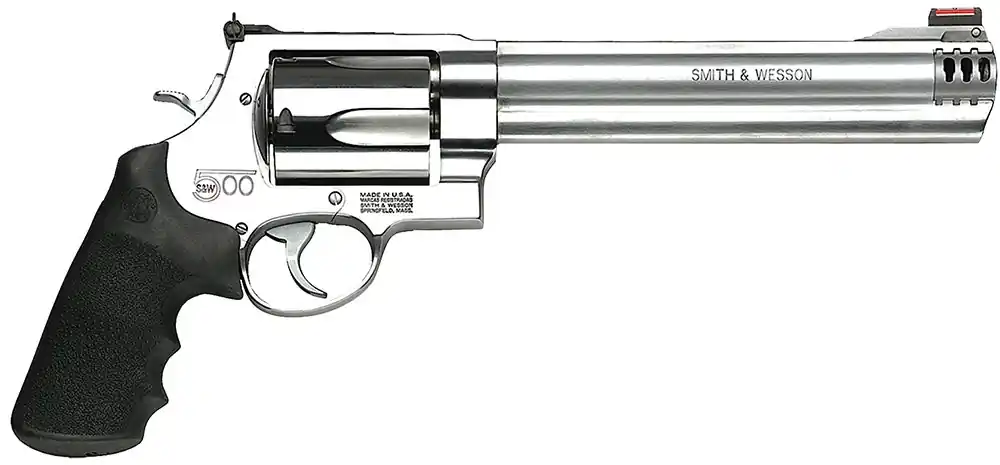 Smith & Wesson Model 500 Revolver .500S&W Mag 5 Rd 8.38" Ported Barrel Fiber Optic Frt/Adj Rear Sight Satin Stainless 163501