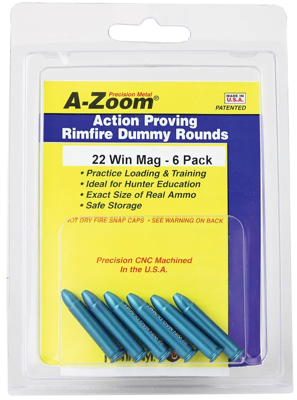A-Zoom Rimfire Action Proving Dummy Rounds 22 WMR Aluminum 6/Pack
