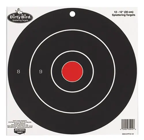 Birchwood Casey Dirty Bird 8" Bullseye Tagboard Hanging Black/White 25 Per Pkg