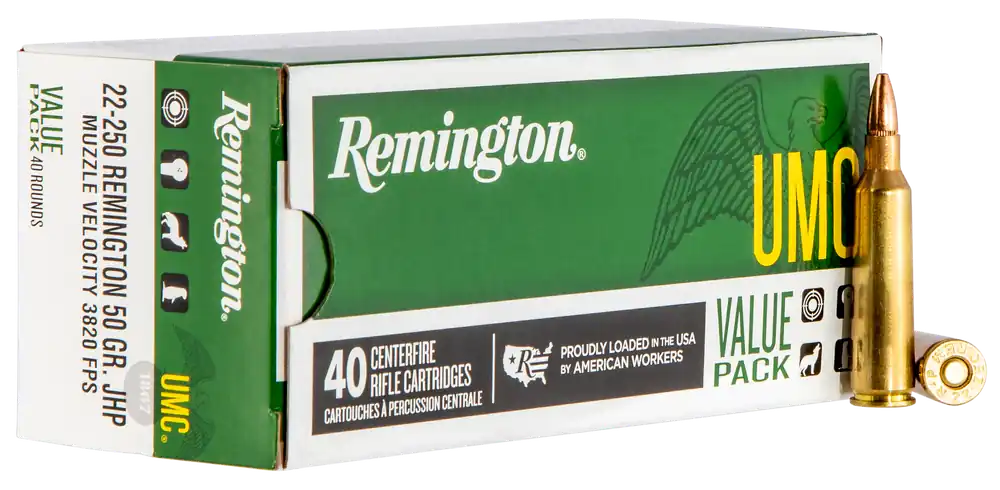 Remington Ammunition UMC 22-250 Rem 50 gr Jacketed Hollow Point (JHP) 40 Bx