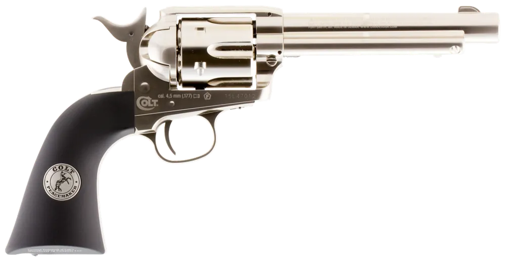 Umarex USA 2254051 Colt Peacemaker CO2 Pistol CO2 177 Pellet 6rd Nickel Frame Black Polymer Grip