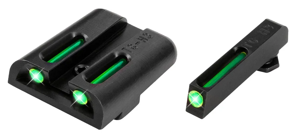 TruGlo TFO Square Tritium/Fiber Optic Green Front/U-Notch Green Rear with Nitride Fortress Finished Frame for Sig P-Series with 6 Front & 8 Rear