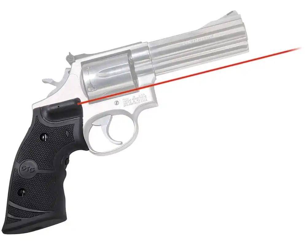 Crimson Trace Lasergrips 5mW Red Laser with 633nM Wavelength & 50 ft Range Black Finish for Round Butt S&W Hog Hunter K & L Frame