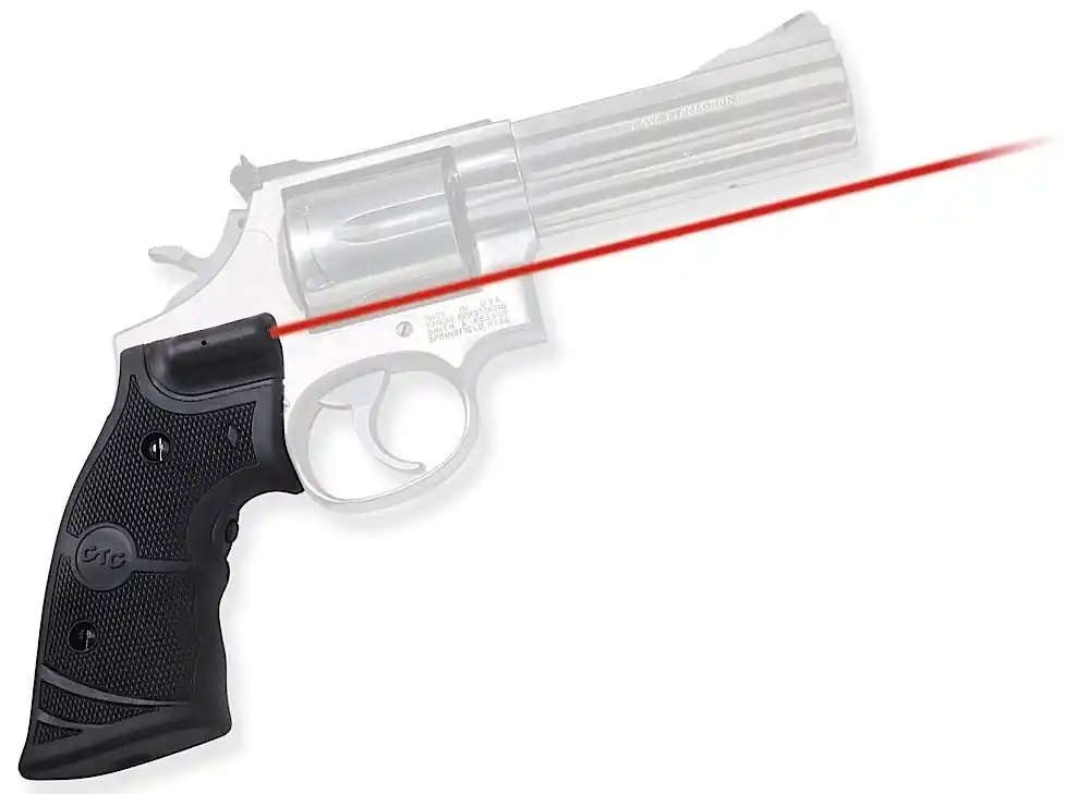 Crimson Trace Lasergrips 5mW Red Laser with 633nM Wavelength & 50 ft Range Black Finish for Square Butt S&W Hog Hunter K & L Frame