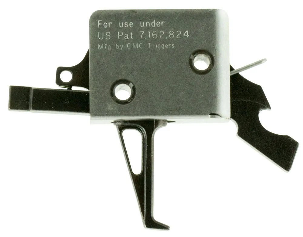 CMC Triggers Drop-In Flat Trigger with 3.50 lbs Draw Weight & Black/Silver Finish for AR-15/AR-10