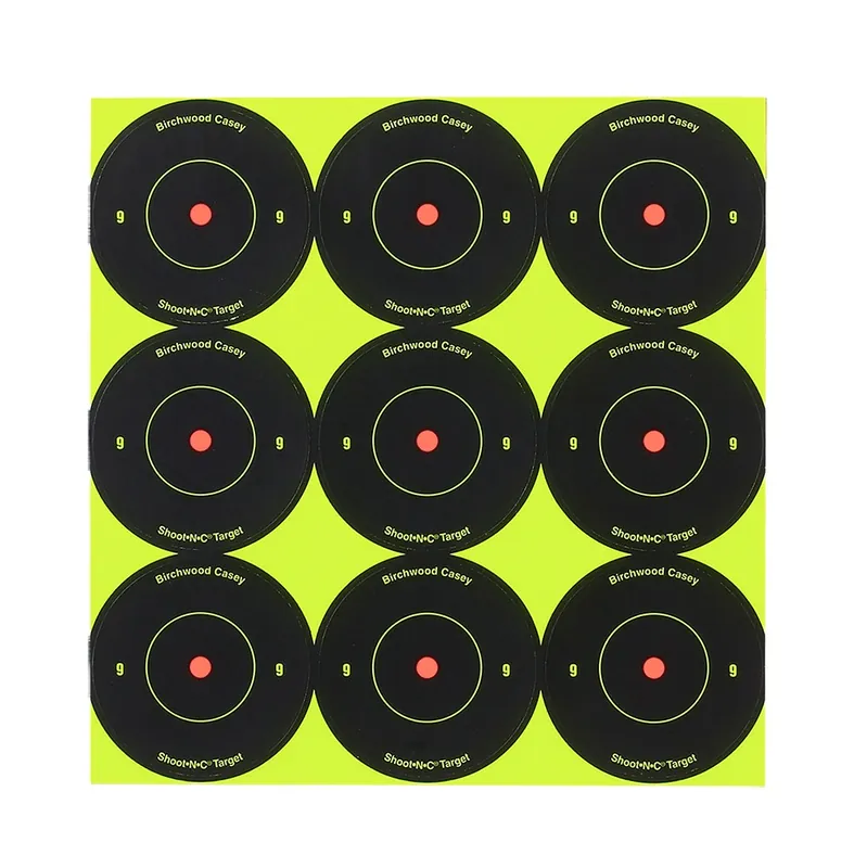 Birchwood Casey Shoot-N-C Self-Adhesive Paper Air Rifle/Rifle Black/Yellow 9- 2" Bullseye Includes Pasters 12 PK