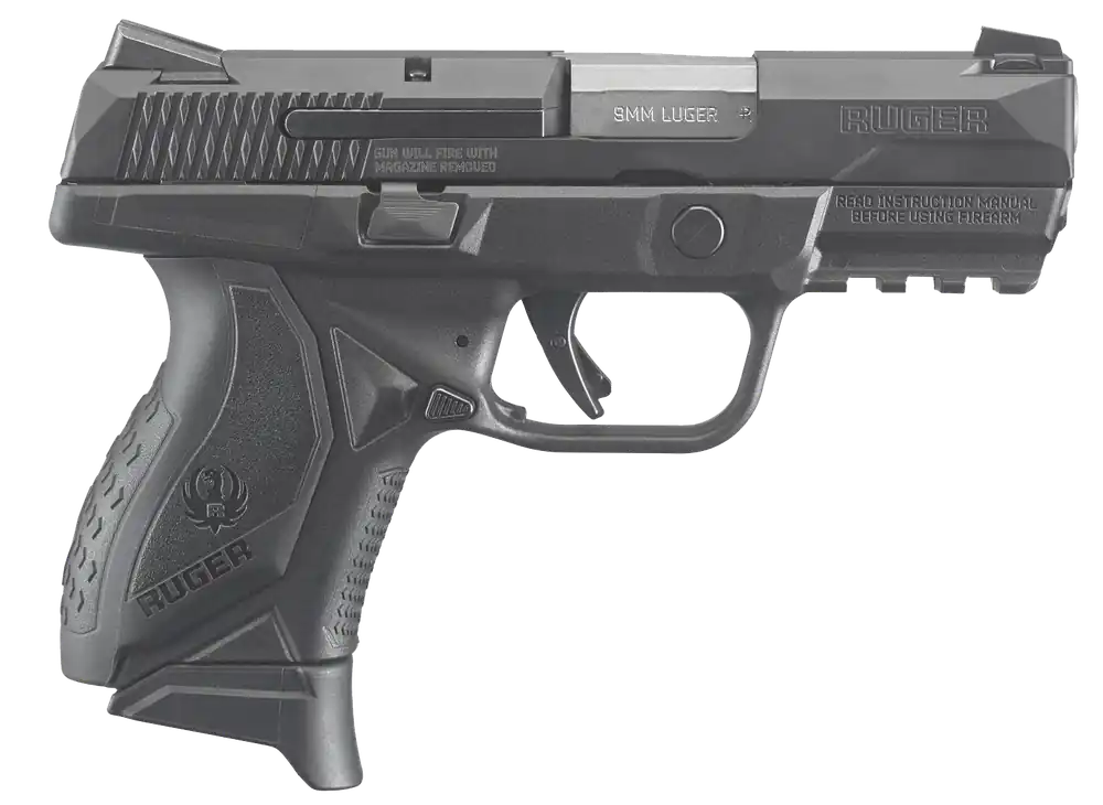 Ruger American Pistol Compact 9mm Luger +P 3.55" 17+1 3-dot Novak Black 8635