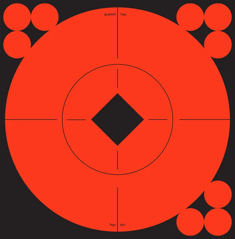 Birchwood Casey Target Spots Self-Adhesive Paper Black/Orange 6" Bullseye Includes Pasters 10 Targets