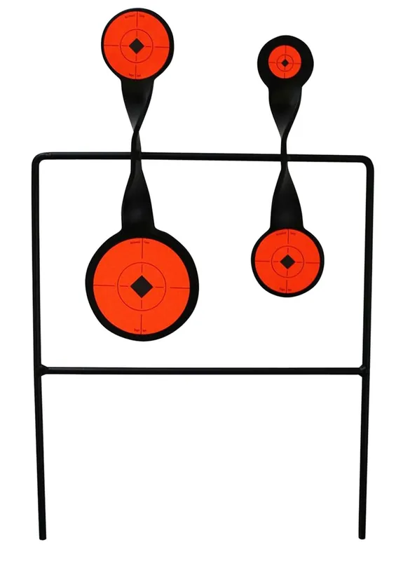 Birchwood Casey World of Targets Duplex Spinner Rimfire Pistol/Rifle AR500 Steel Black/Orange Bullseye Illustration Impact Enhancement Motion