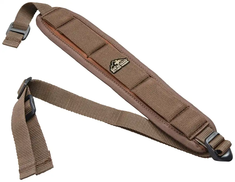 Butler Creek Comfort Stretch Sling made of Brown Neoprene with Non-Slip Grippers, 20"-46" OAL, 2.50" W & Adjustable Design for Rifles