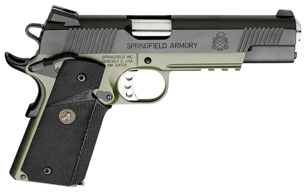 Springfield 1911 Loaded Operator .45ACP 7+1 5" Steel Barrel/Slide/Frame Night Sight Rubber Grip SAO CA Compliant PX9105MLCA18