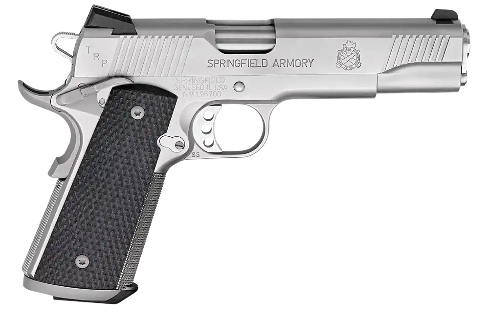Springfield 1911 TRP .45ACP 7+1 5" SS Barrel/Slide/Frame Night Sights Ambi Safety Black G10 Grips CA Compliant PC9107LCA18