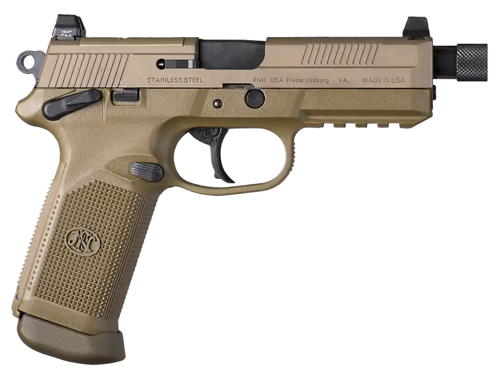 FN FNX Tactical .45ACP 10+1 5.30" Threaded Steel Barrel Steel Slide Polymer Frame Optic Ready Night Sights Rail FDE 66982