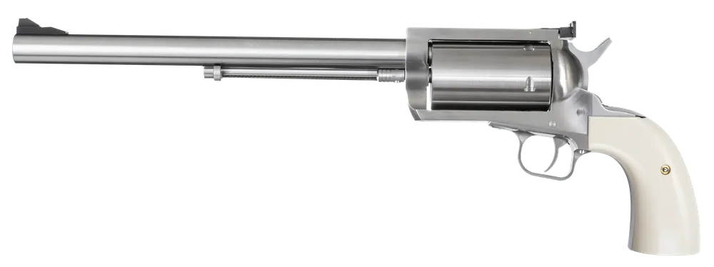 Magnum Research BFR500SW10B BFR Long Cylinder SAO 500 S&W Mag Caliber with 10" Barrel, 5rd Capacity Cylinder, Overall Brushed Stainless Steel Finish & Bisley White Laminate Grip