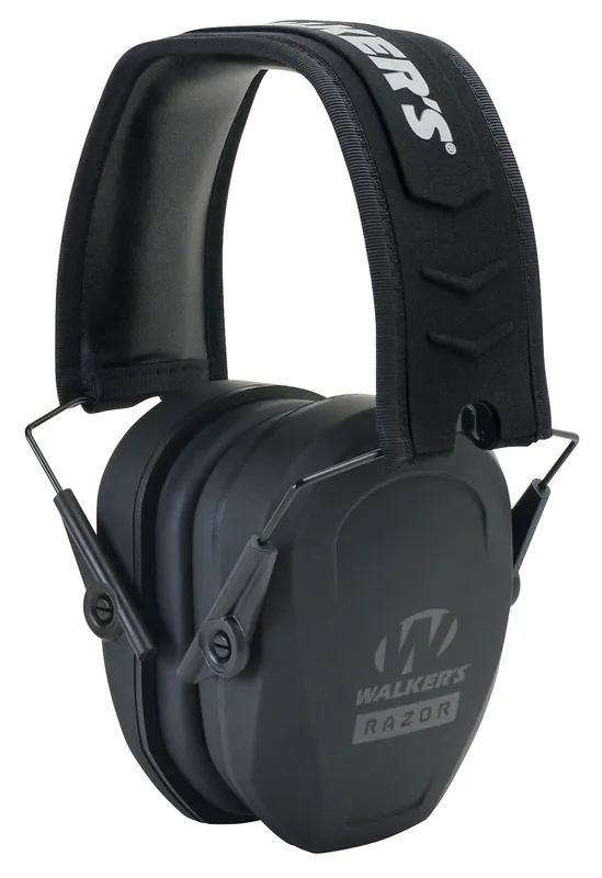 Walker‘s Razor Slim Passive Muff Polymer 27 dB Over the Head Black Ear Cups, Adult