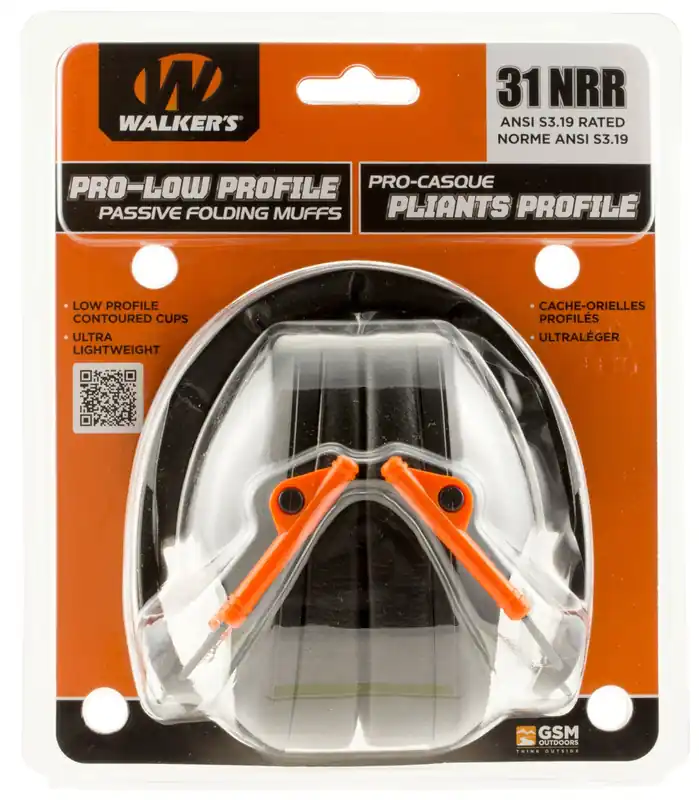 Walker‘s Pro Low Profile Muff 22 dB Folding Over the Head Ear Cups, Adult