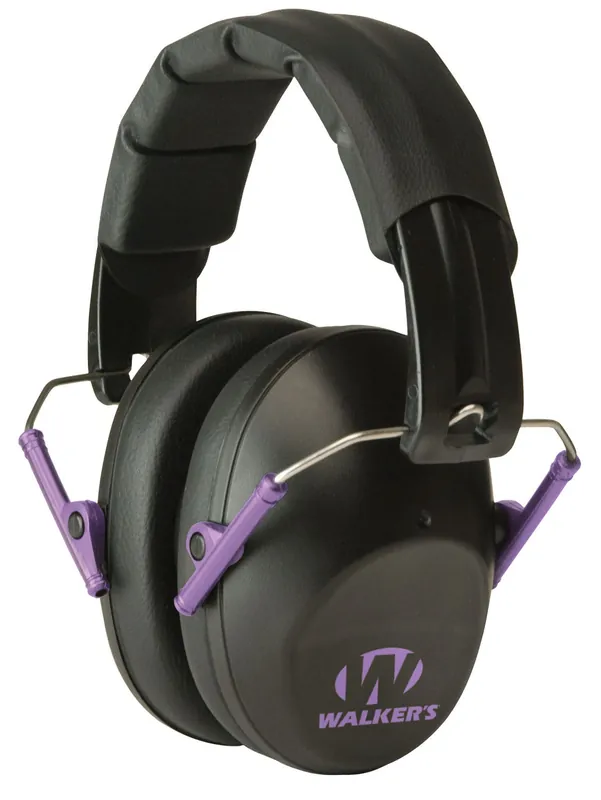 Walker‘s Pro Low Profile Muff Polymer 22 dB Folding Over the Head Black Ear Cups, Adult