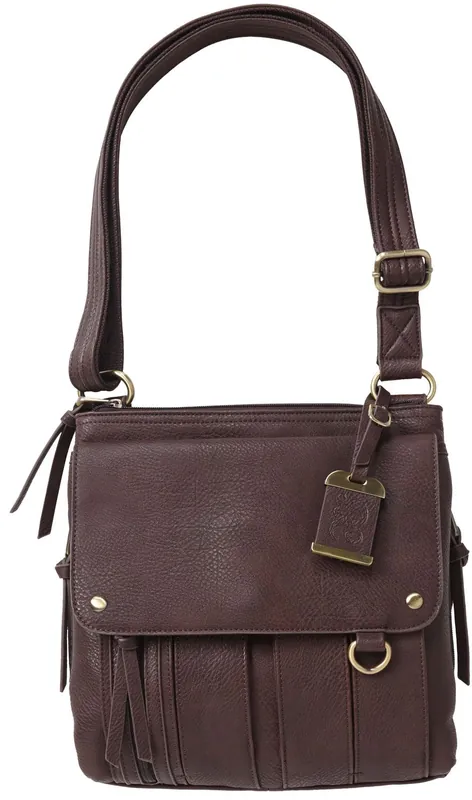 Bulldog Cross Body Purse w/Holster Brown Leather Most Small Pistols & Revolvers Ambidextrous Hand